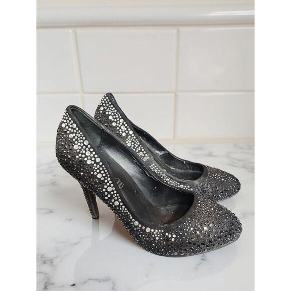 Aldo Women’s Size 7.5 Black Rhinestone Sparkly Stiletto Party Pumps - Picture 5 of 6